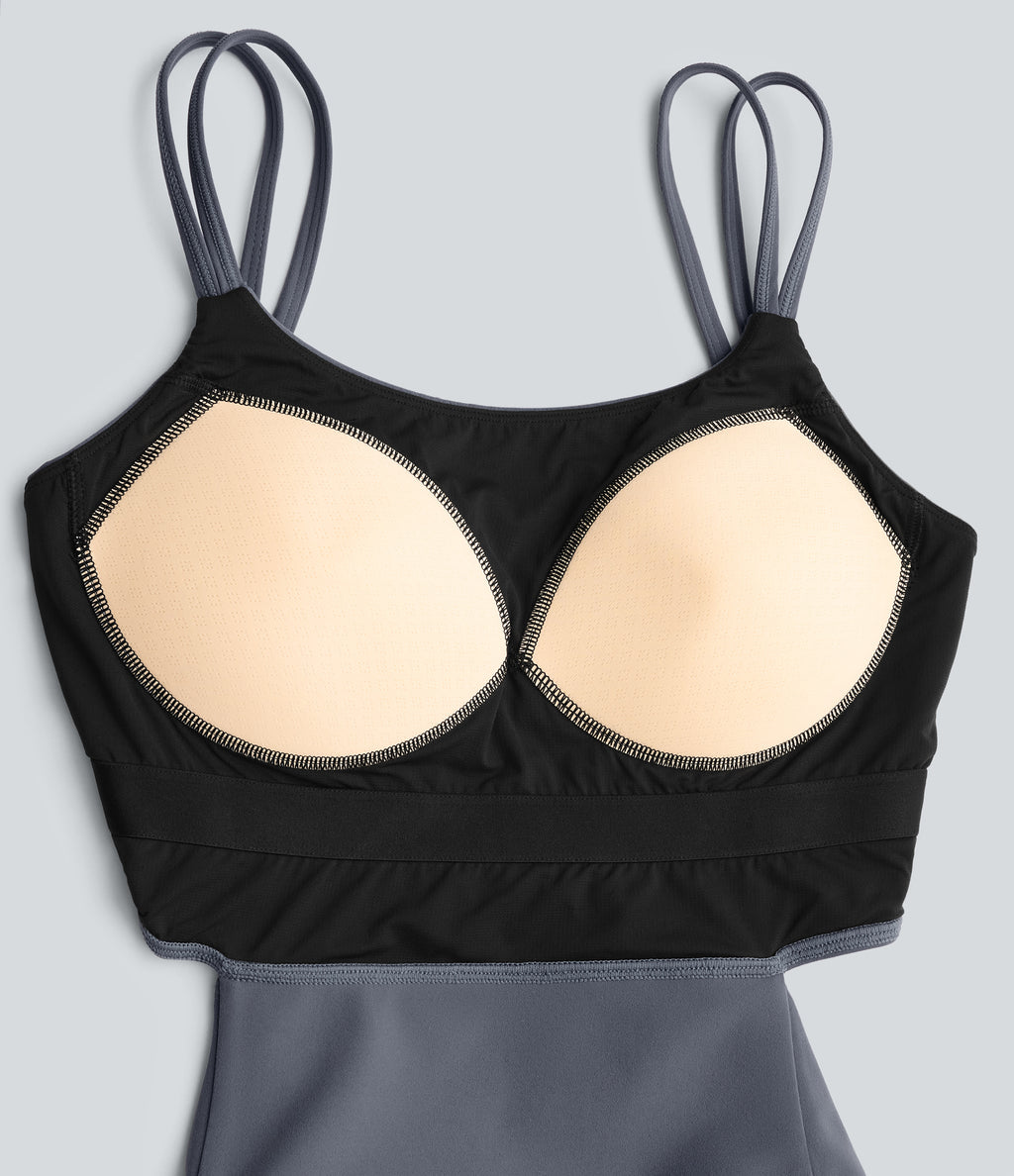 Non-Removable Pad Tummy Control Butt Lifting Ruched Yoga Jumpsuit with Pockets-Edition — Silent Blue — view 8