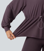 High Neck Long Sleeve Yoga Jacket — Dusky Evening purple — view 7