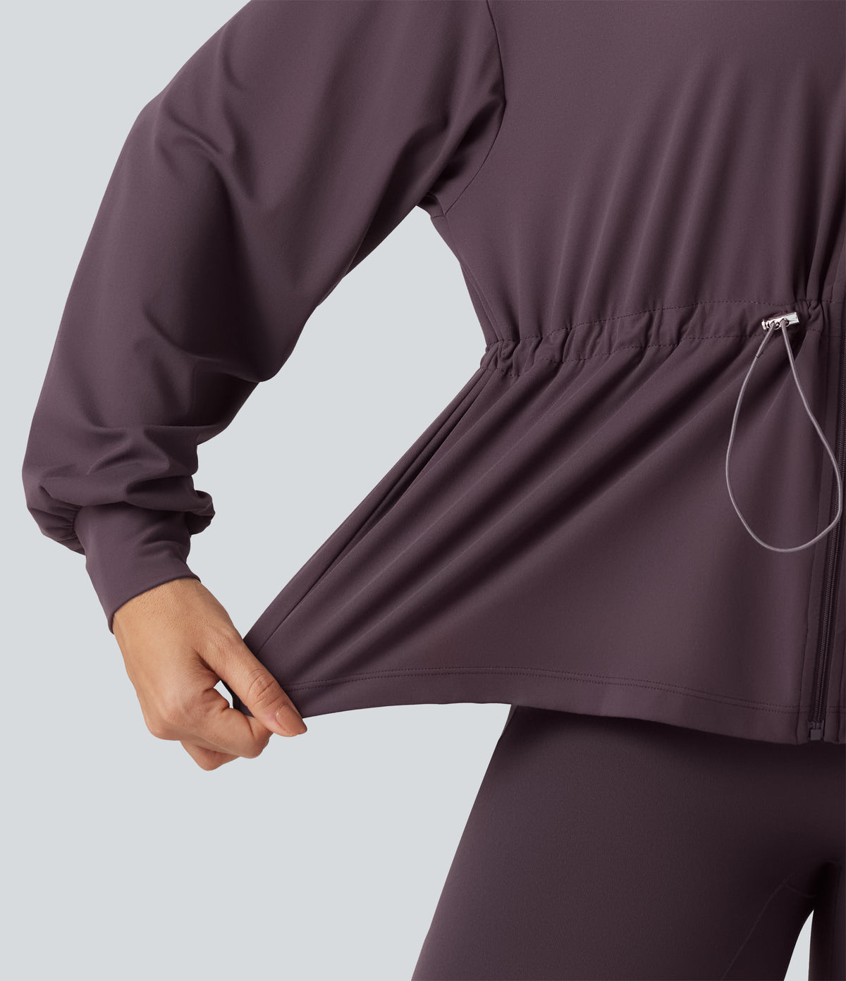 High Neck Long Sleeve Yoga Jacket — Dusky Evening purple — view 7