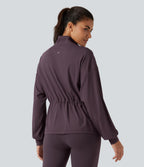 High Neck Long Sleeve Yoga Jacket — Dusky Evening purple — view 2