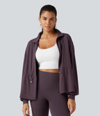 High Neck Long Sleeve Yoga Jacket — Dusky Evening purple — view 8