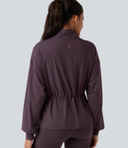 High Neck Long Sleeve Yoga Jacket — Dusky Evening purple — view 4
