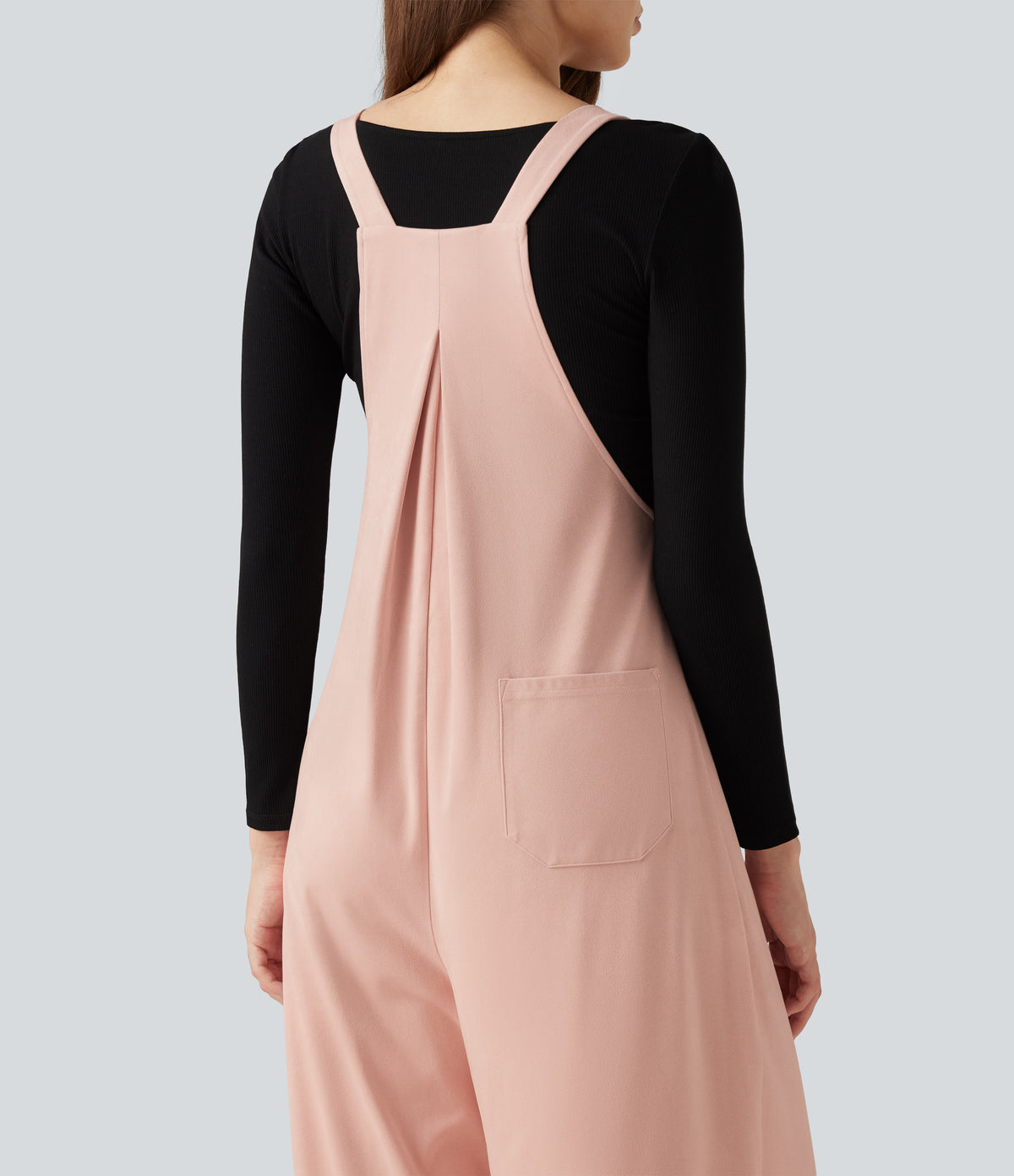 Suede Casual Dungarees with Pockets — Peachskin — view 5