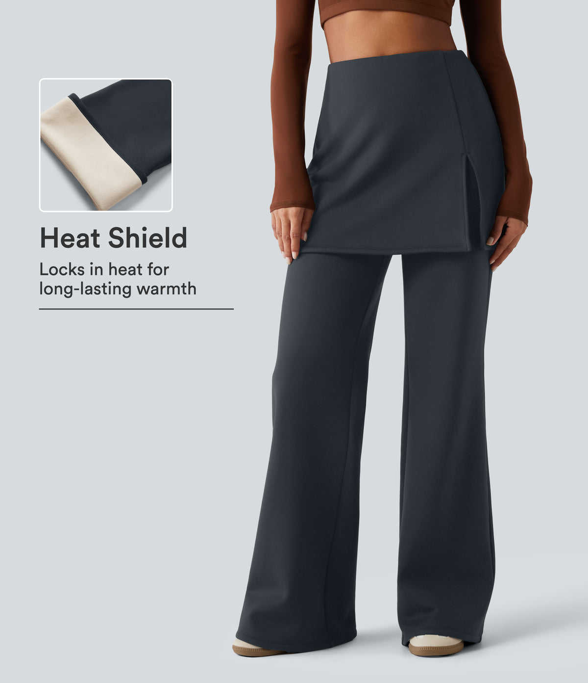 Extra Heat High Waisted Flare Yoga Leggings — Carbon — view 1