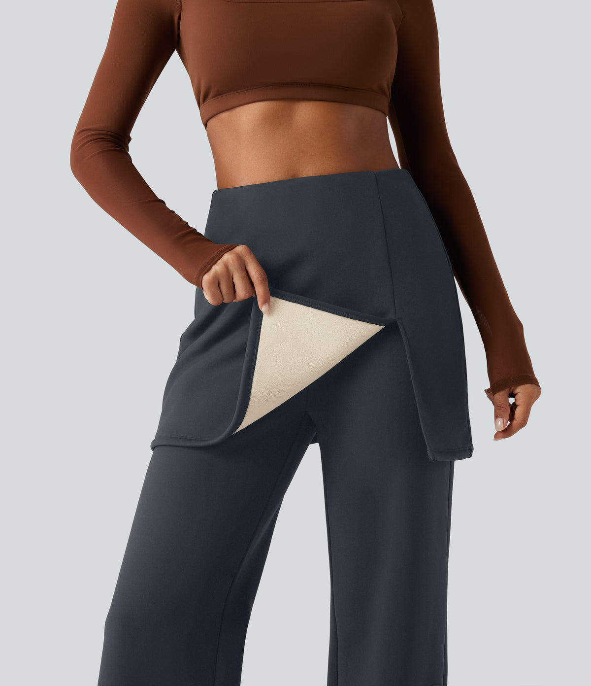 Extra Heat High Waisted Flare Yoga Leggings — Carbon — view 4