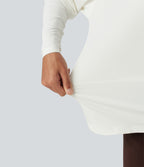 Boat Neck Batwing Sleeve Work Tops — White — view 6