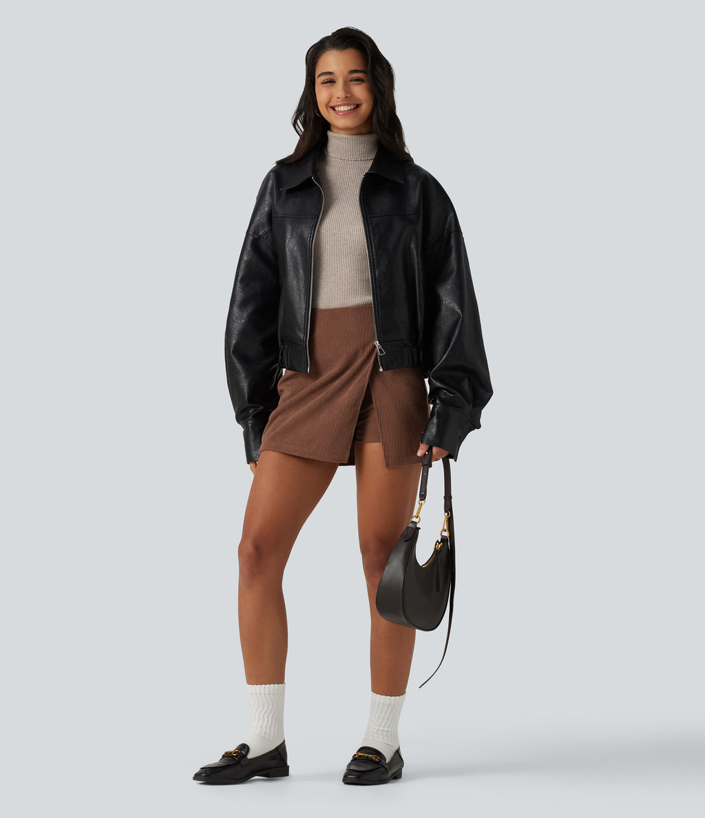 High Neck Long Sleeve Thumb Hole Work Jumper — Plaza Taupe — view 8