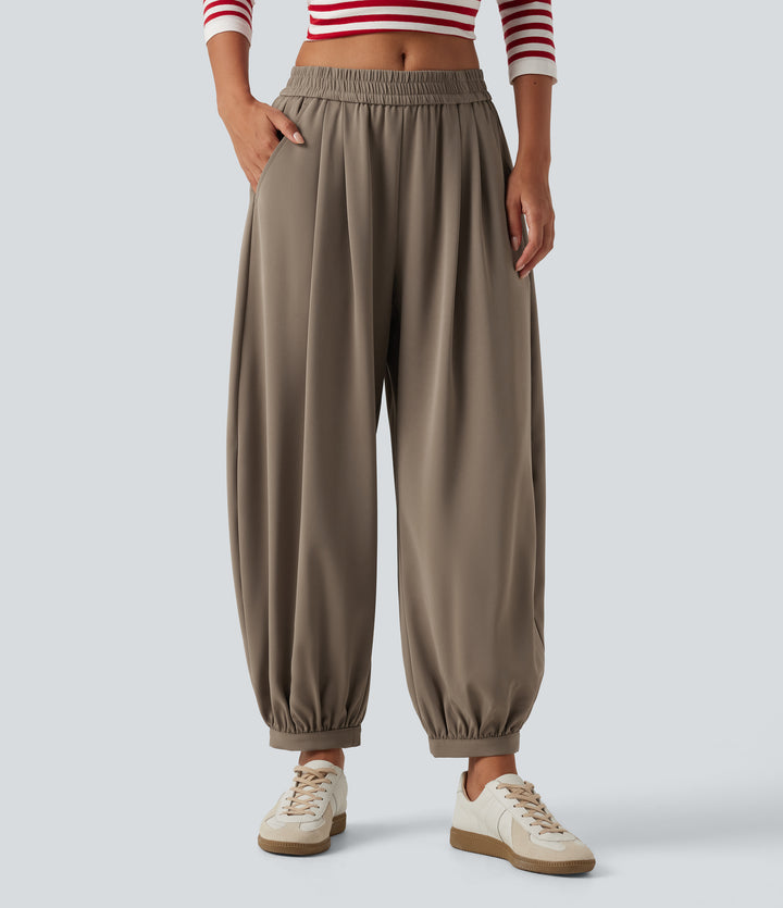 Mid Rise Casual Trousers with Pockets — Shitake — view 1