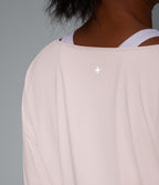 Built-in Bra 2-in-1 Long Sleeve Boxy InstantCool Cropped Yoga Sports Top-UPF50+ — Primrose Pink — view 6