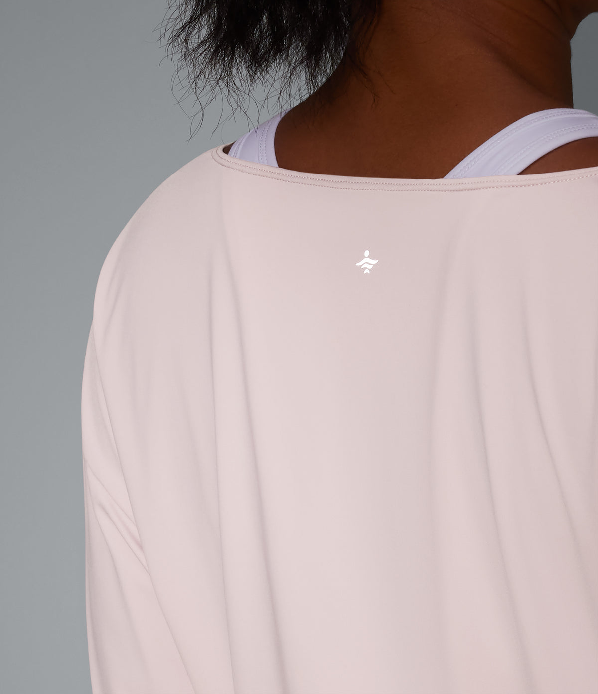 Built-in Bra 2-in-1 Long Sleeve Boxy InstantCool Cropped Yoga Sports Top-UPF50+ — Primrose Pink — view 6