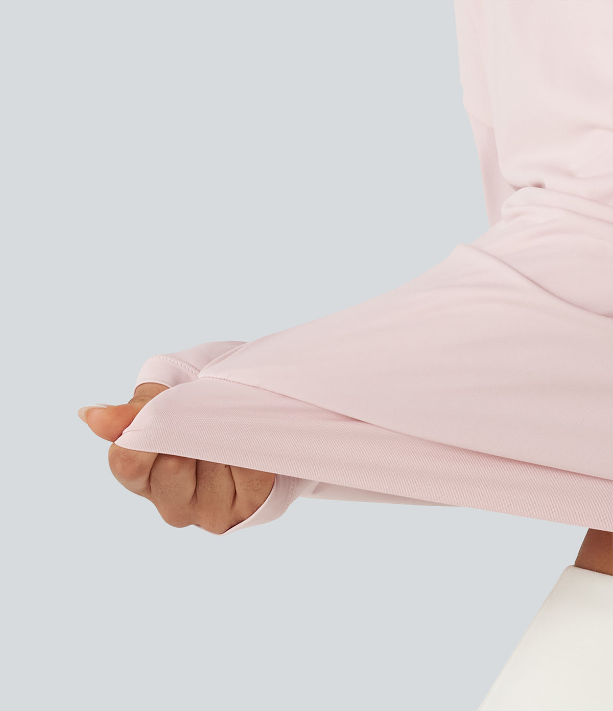 Built-in Bra 2-in-1 Long Sleeve Boxy InstantCool Cropped Yoga Sports Top-UPF50+ — Primrose Pink — view 7