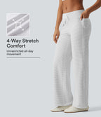 Low Rise Drawstring Straight Leg Stripe Yoga Trousers with Pockets — Zebra Ripple — view 1