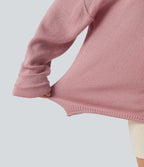 V Neck Long Sleeve Casual Jumper — Soft Berry — view 8