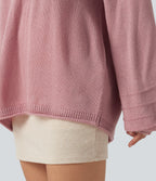 V Neck Long Sleeve Casual Jumper — Soft Berry — view 7