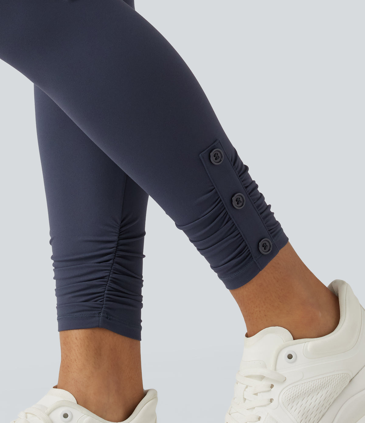 High Waisted Ruched Yoga Leggings — Mood Indigo — view 6