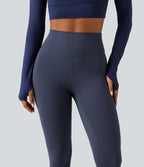 High Waisted Ruched Yoga Leggings — Mood Indigo — view 4