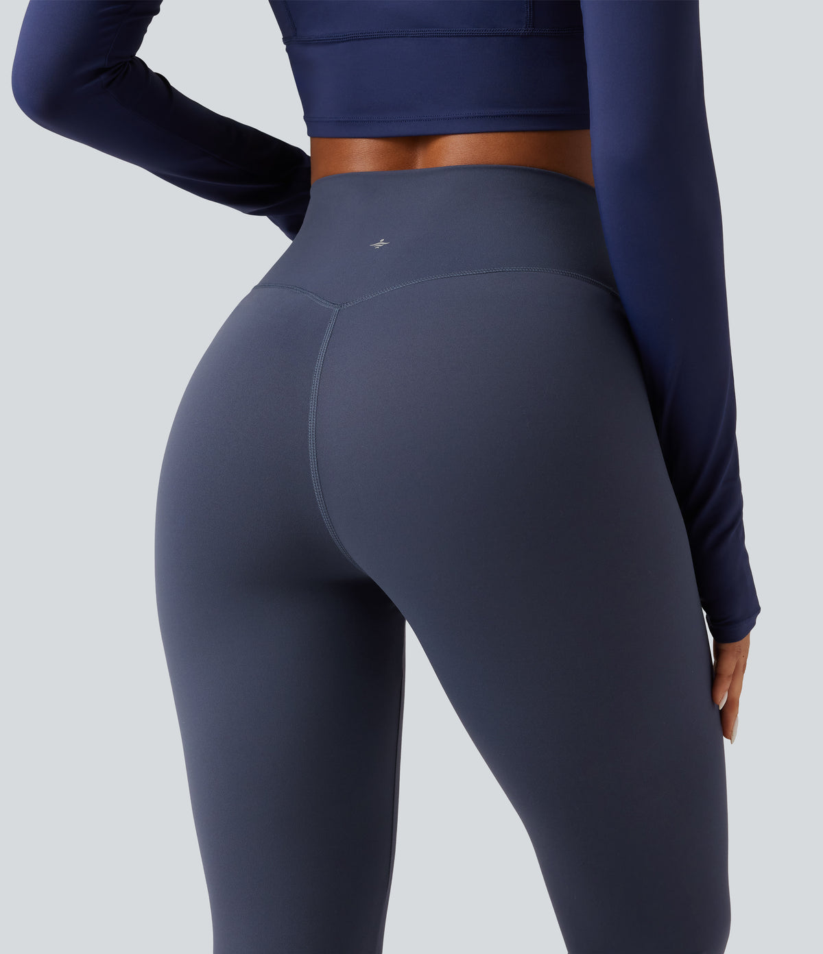 High Waisted Ruched Yoga Leggings — Mood Indigo — view 5