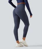 High Waisted Ruched Yoga Leggings — Mood Indigo — view 2