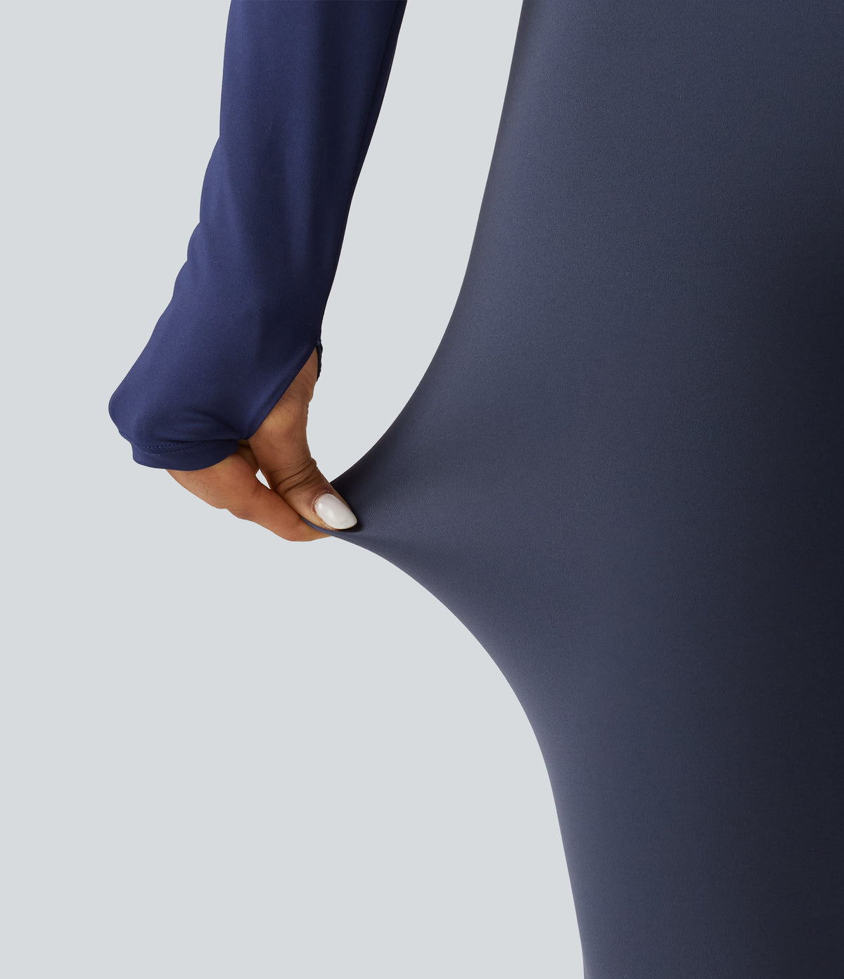 High Waisted Ruched Yoga Leggings — Mood Indigo — view 7
