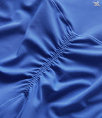 High Waisted Crossover Butt Lifting Ruched Yoga Leggings with Pocekts — Beaucoup Blue — view 8