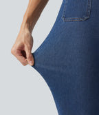 Mid Rise Casual Bootcut Jeans with Pockets — Tide Blue Denim — view 6