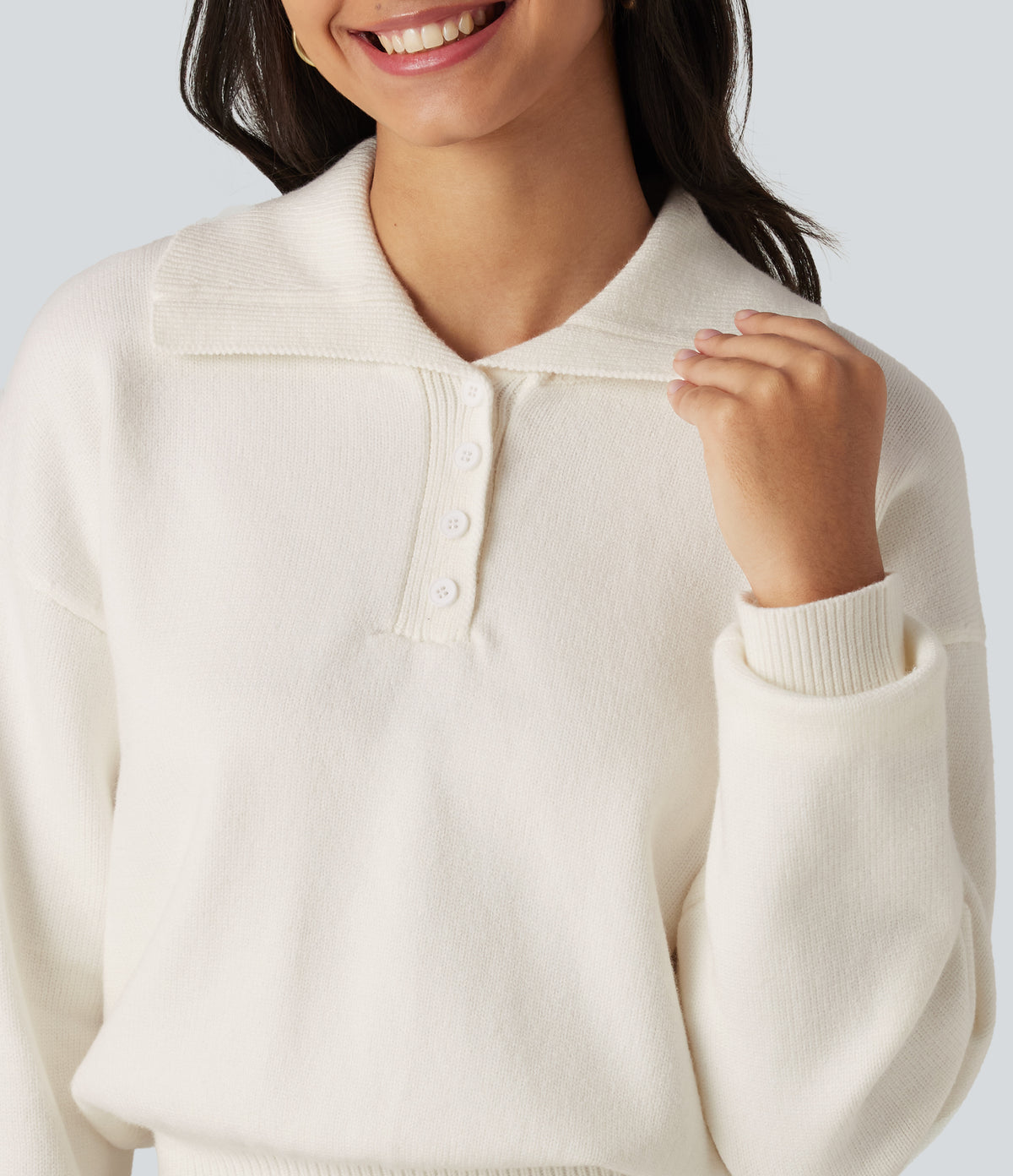 Collared Half Zip Long Sleeve Work Jumper — Jet Stream — view 7