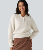 Collared Half Zip Long Sleeve Work Jumper — Jet Stream — view 4