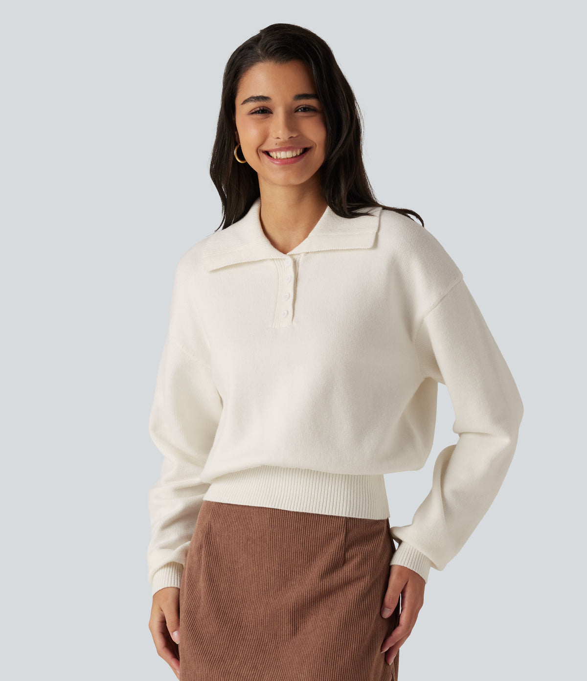 Collared Half Zip Long Sleeve Work Jumper — Jet Stream — view 1