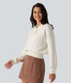 Collared Half Zip Long Sleeve Work Jumper — Jet Stream — view 3