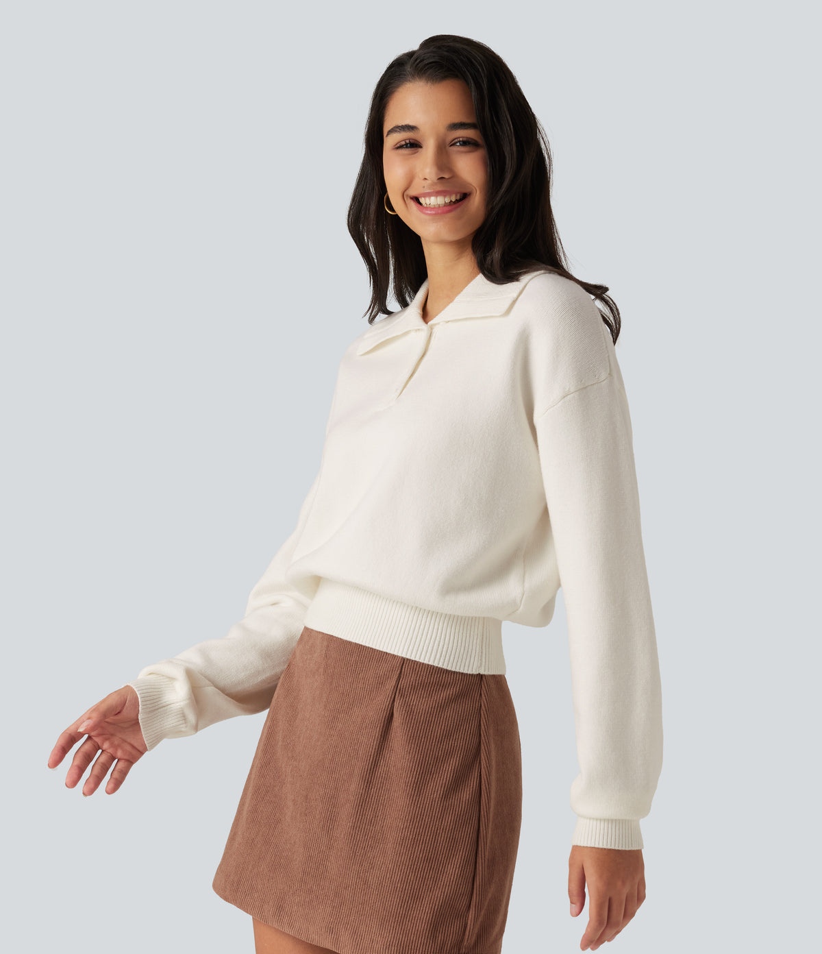 Collared Half Zip Long Sleeve Work Jumper — Jet Stream — view 3