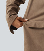 Notched Collar Long Sleeve Suede Casual Blazer with Pockets — Coca Mocha — view 8