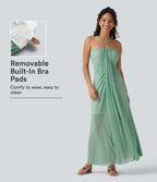 Halter Tie Back Built-in Bra Maxi Resort Dress — Lichen — view 1