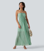 Halter Tie Back Built-in Bra Maxi Resort Dress — Lichen — view 8