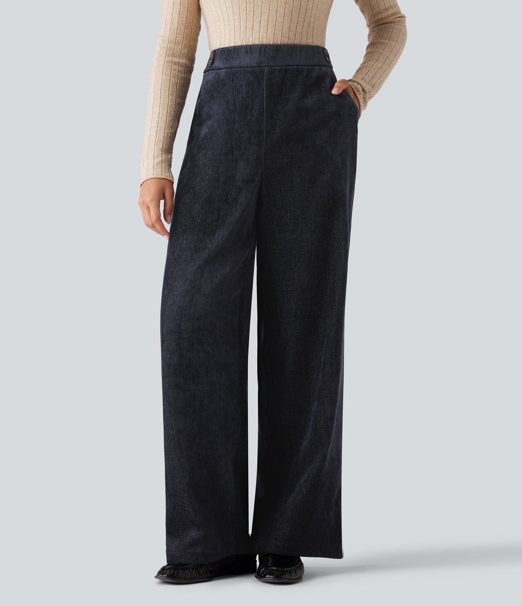 High Waisted Baggy Work Trousers with Pockets — Seaborne — view 1