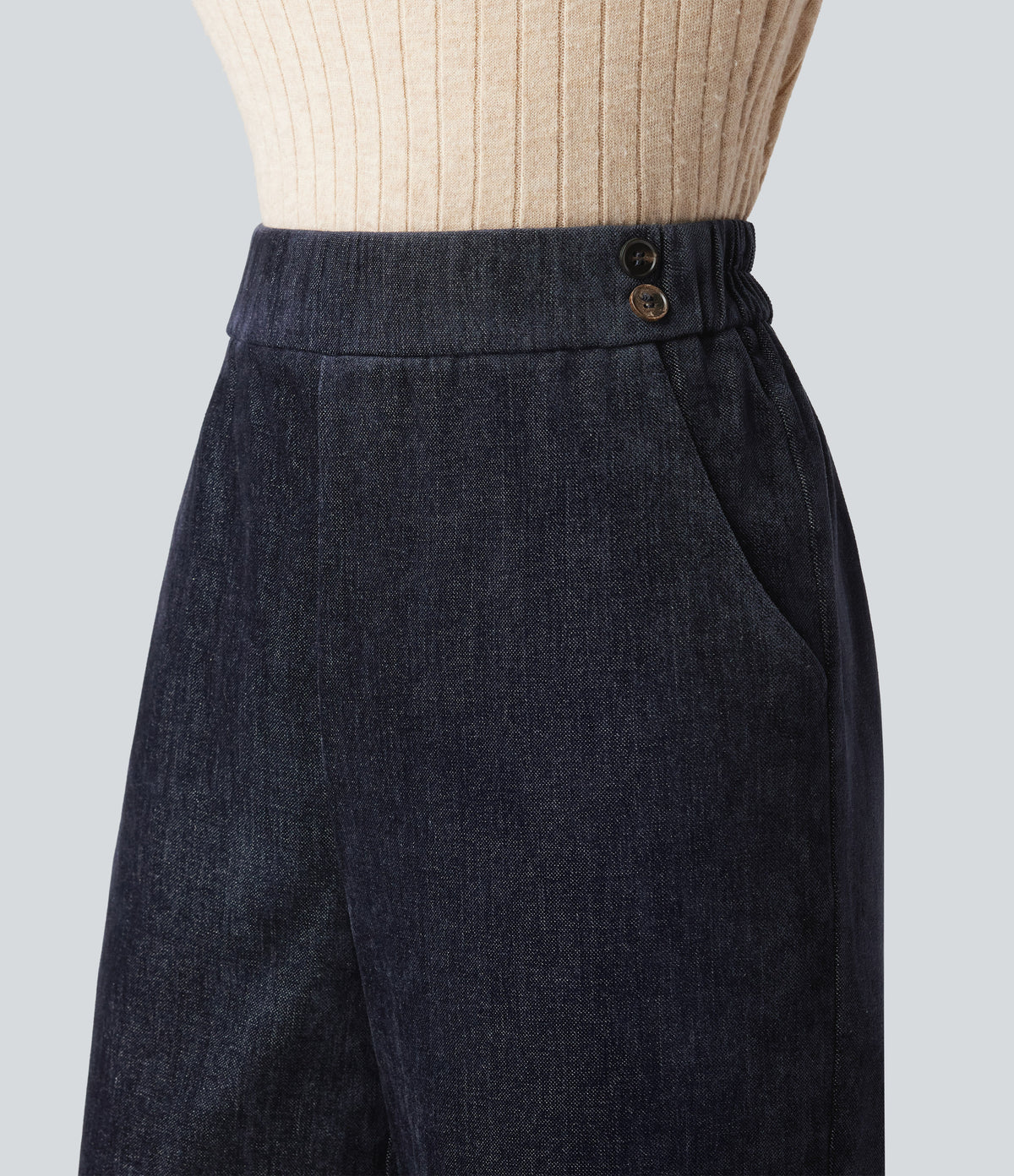 High Waisted Baggy Work Trousers with Pockets — Seaborne — view 5