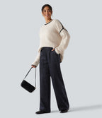 High Waisted Baggy Work Trousers with Pockets — Seaborne — view 6