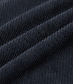 High Waisted Tapered Corduroy Casual Trousers with Pockets — Baritone Blue — view 7