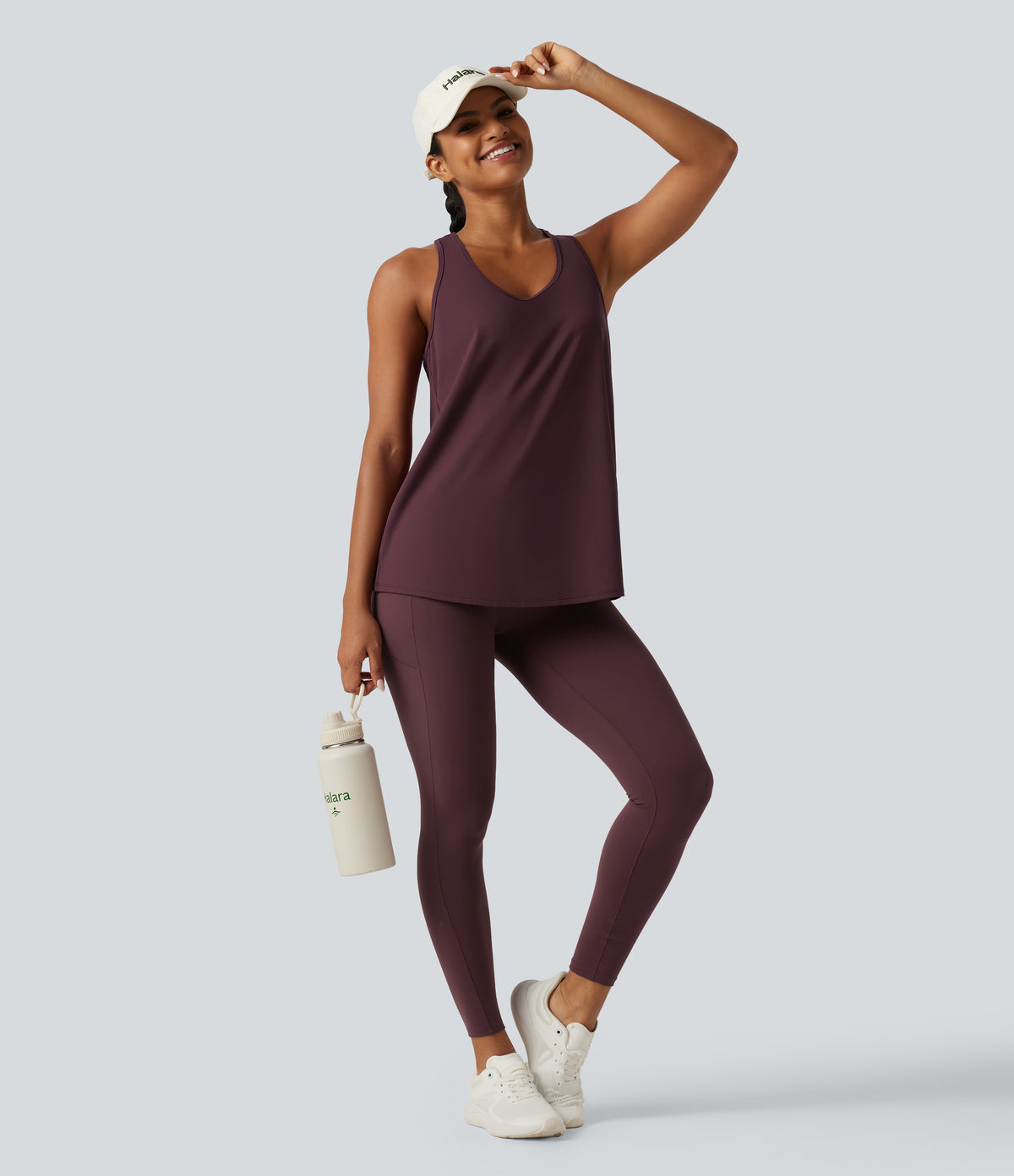 Airy U Neck Ruched Racerback Contrast Lace InstantCool Workout Tank Top-Longer Length — Berry Red — view 7