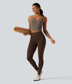 V Neck Built-in Bra Yoga Tank Top — Dawn Brown — view 8