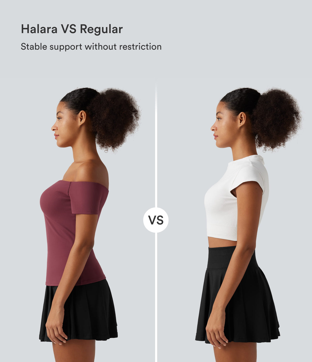 Off Shoulder Short Sleeve Built-in Bra Dance Sports Top B-DD Cups — Deep Wine — view 6