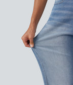 High Waisted Barrel Leg Casual Jeans with Pockets — Blue Jasper Denim — view 6