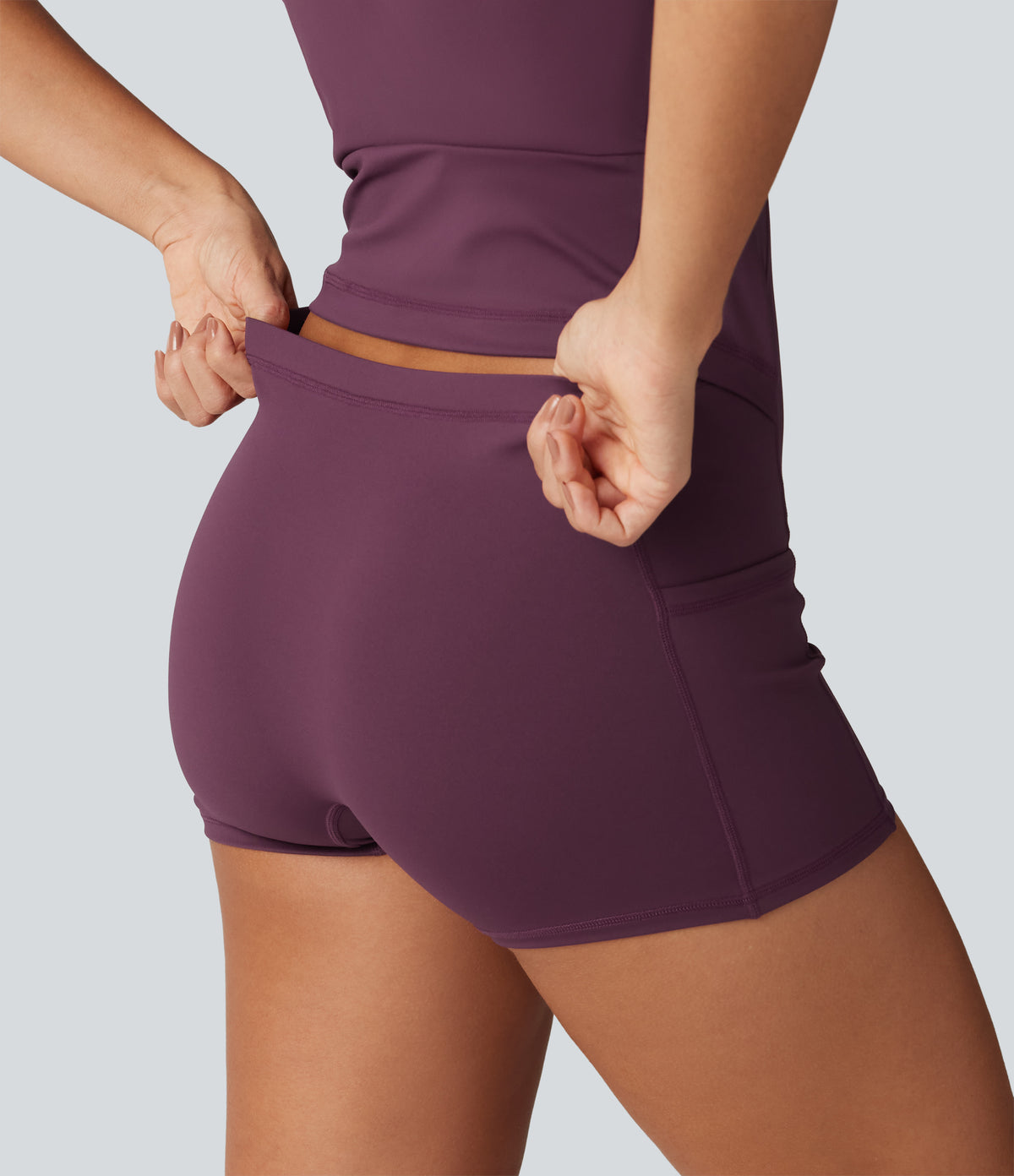Airy V Neck 2-in-1 Built-in Bra Contrast Lace InstantCool Mini Dance Dress with Pockets-Edition — Fig — view 7