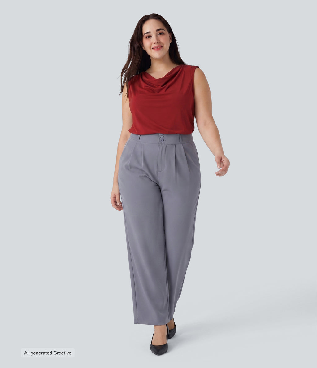 Plus Size Cowl Neck Sleeveless Work Blouse — Emboldened — view 6