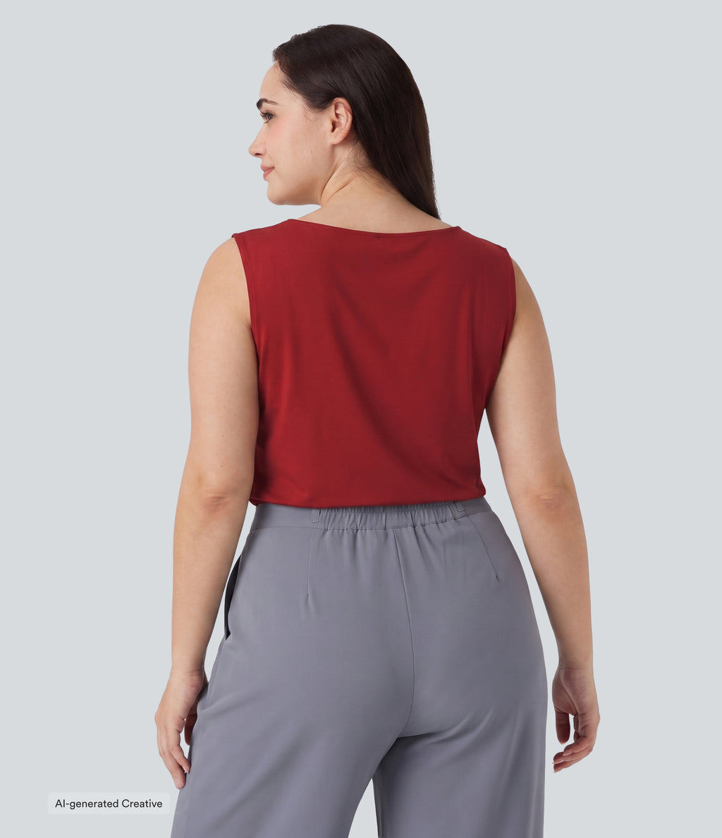 Plus Size Cowl Neck Sleeveless Work Blouse — Emboldened — view 2