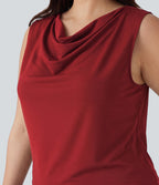 Plus Size Cowl Neck Sleeveless Work Blouse — Emboldened — view 5