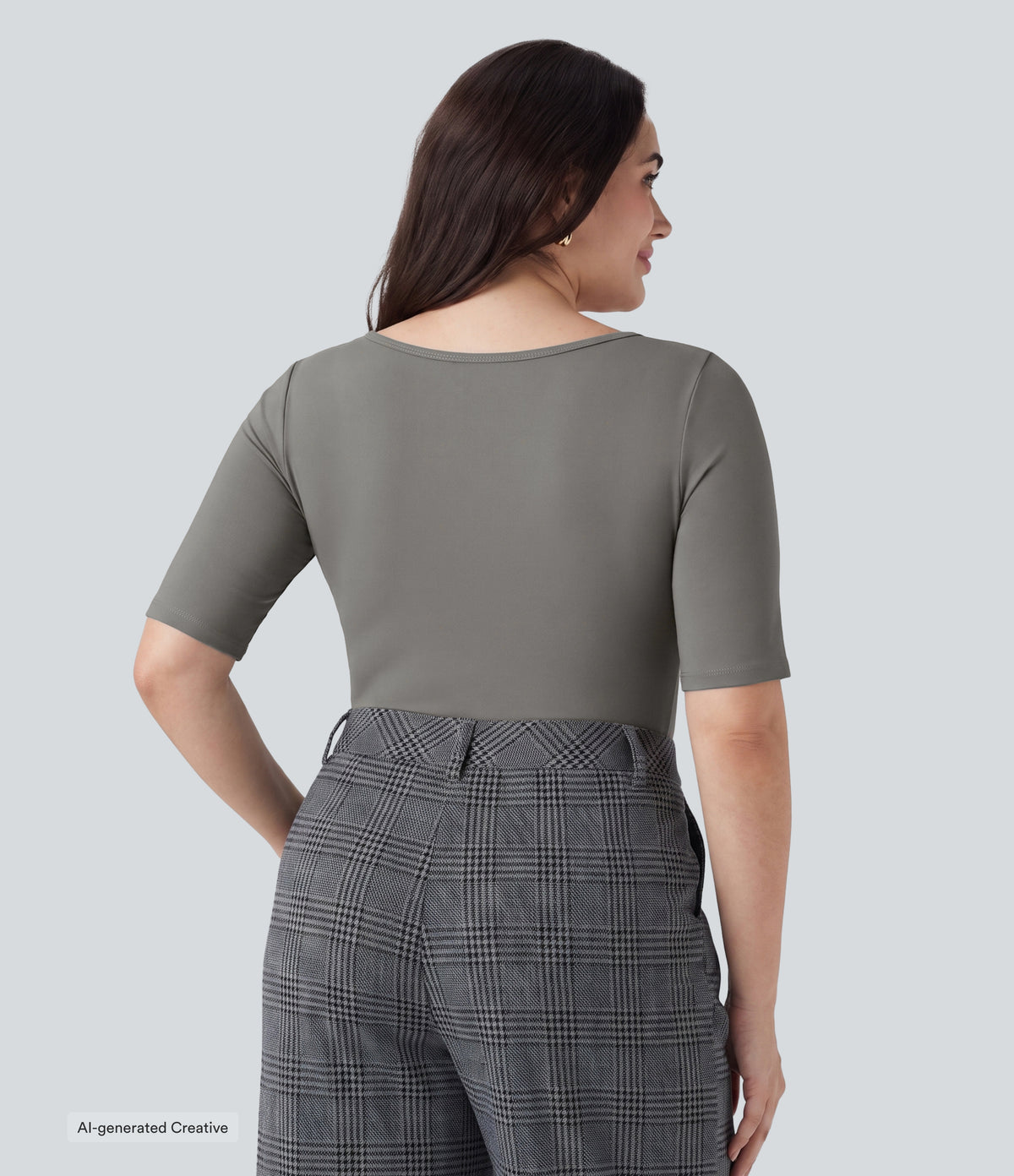 Plus Size Airy Scoop Neck Short Sleeve InstantCool Work T-Shirt — Steeple Gray — view 2