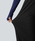 High Waisted Wide Leg Quick Dry InstantCool Dance Trousers with Pockets-UPF40+ — Black — view 7