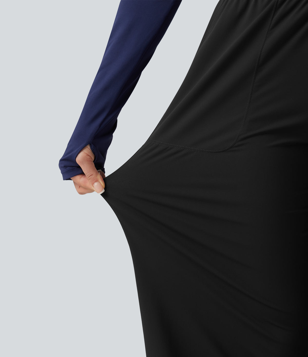 High Waisted Wide Leg Quick Dry InstantCool Dance Trousers with Pockets-UPF40+ — Black — view 7