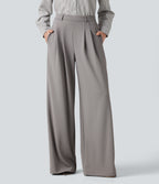 High Waisted Pleated Baggy Work Trousers with Pockets — Paloma — view 1