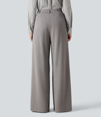 High Waisted Pleated Baggy Work Trousers with Pockets — Paloma — view 2